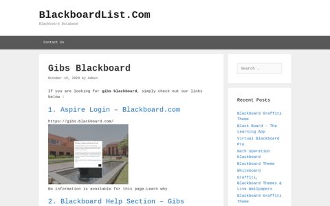 Gibs Blackboard - BlackboardList.Com