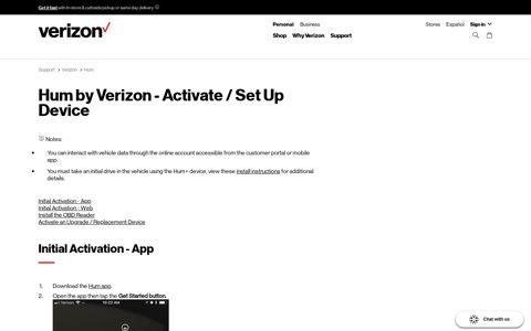 Hum by Verizon - Activate / Set Up Device
