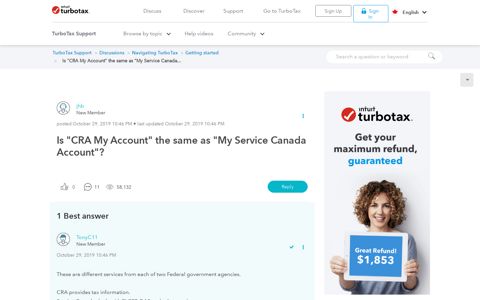 Solved: Is "CRA My Account" the same as "My Service Canada...