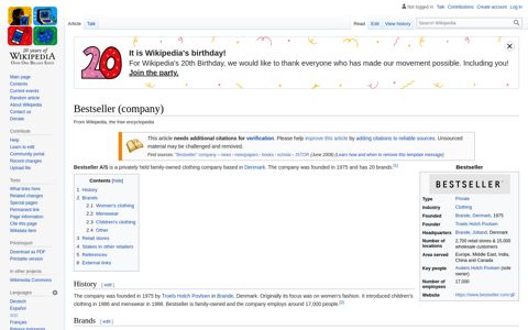 Bestseller (company) - Wikipedia