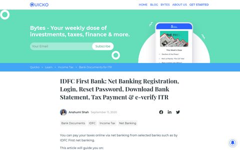 IDFC First Bank: Net Banking Registration, Login, Reset ...
