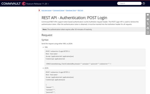 REST API - Authentication: POST Login