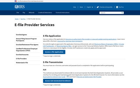 E-file Provider Services | Internal Revenue Service