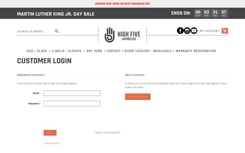 Log In / Register - High Five Vape