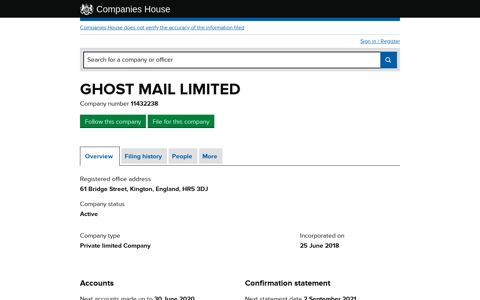 GHOST MAIL LIMITED - Overview (free company information ...