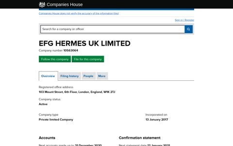 EFG HERMES UK LIMITED - Overview (free company ...