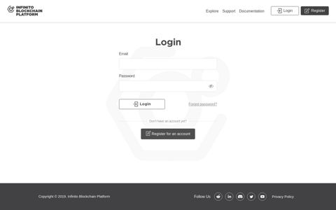 Login Page - Infinito Blockchain Platform