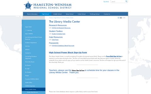 Library Media ... - Hamilton Wenham Regional School District