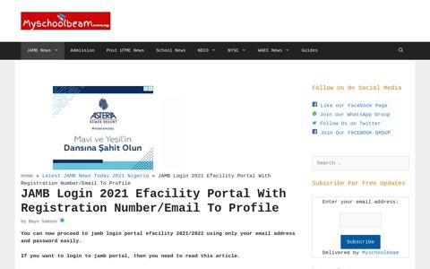 JAMB Login 2021 Efacility Portal With Registration Number ...