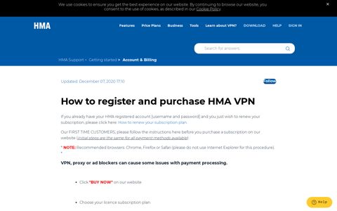 How to register and purchase HMA VPN – HMA Support