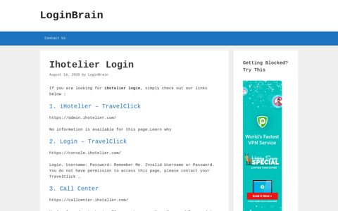 Ihotelier - Ihotelier - Travelclick - LoginBrain
