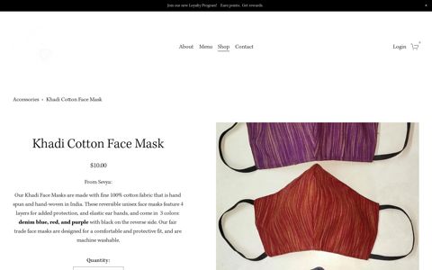 Khadi Cotton Face Mask — World Cup Cafe & Fair Trade Market