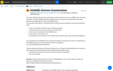 KNIME Server Connection — NodePit