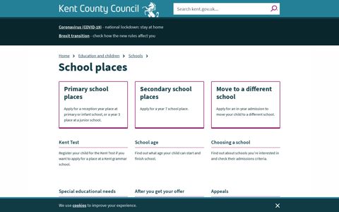 School places - Kent County Council