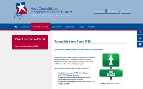 Parent Self-Serve Portal (PSS) - Hays CISD