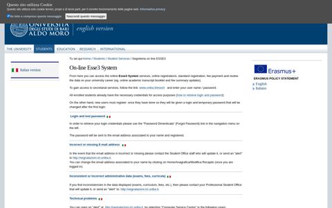 On-line Esse3 System — University of Bari Aldo Moro - UniBa