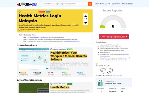 Health Metrics Login Malaysia