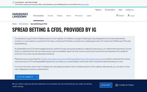 Spread Betting & CFDs, provided by IG - Hargreaves Lansdown