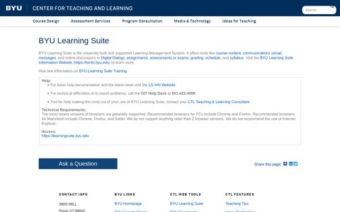 BYU Learning Suite | CENTER FOR TEACHING AND ...
