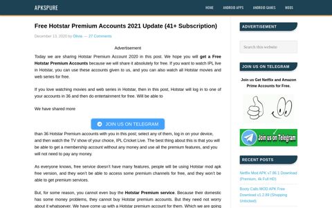 Free Hotstar Premium Accounts 2021 Update (41+ Subscription)