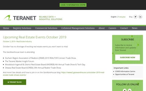Upcoming Real Estate Events October 2019 | Teranet