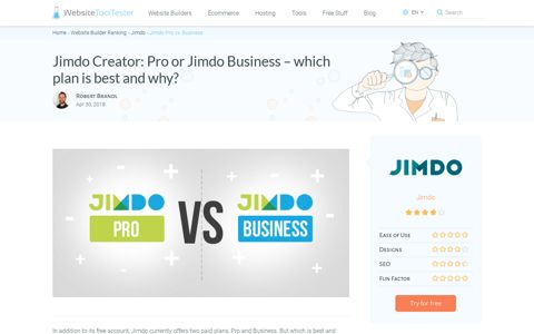 Jimdo Creator Pricing: Pro or Business, which package is best?