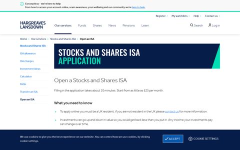 Open a Stocks and Shares ISA - Hargreaves Lansdown