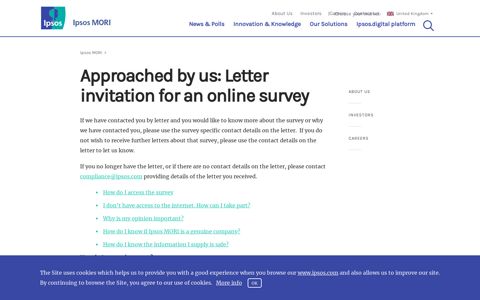 Approached by us: Letter invitation for an online survey | Ipsos ...