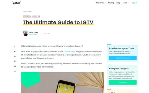 IGTV: The Ultimate Guide to Instagram's Video Platform ... - Later