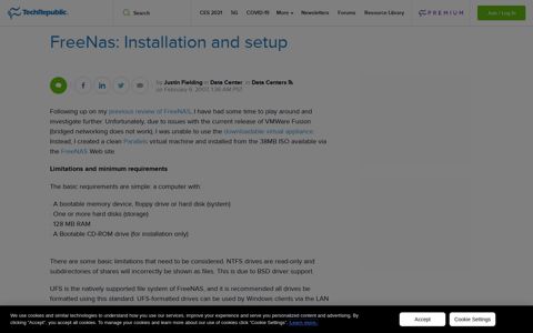 FreeNas: Installation and setup - TechRepublic