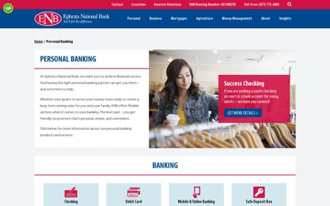 Personal Banking Services | ENB Bank | Ephrata National Bank