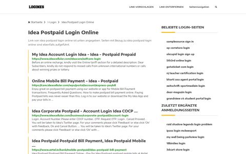 Idea Postpaid Login Online | Allgemeine Informationen zur Anmeldung