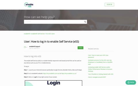 User: How to log in to enable Self Service (eSS) – enableHR