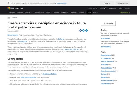 Create enterprise subscription experience in Azure portal ...