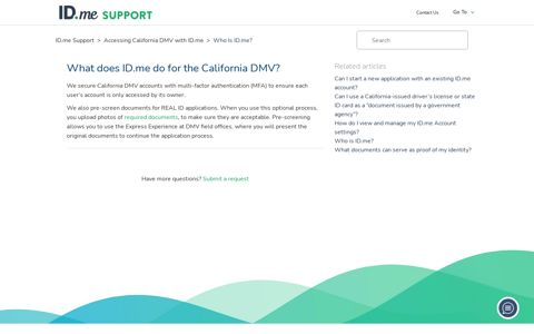 What does ID.me do for the California DMV? – ID.me Support