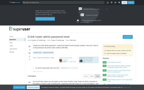 D-link router admin password reset - Super User