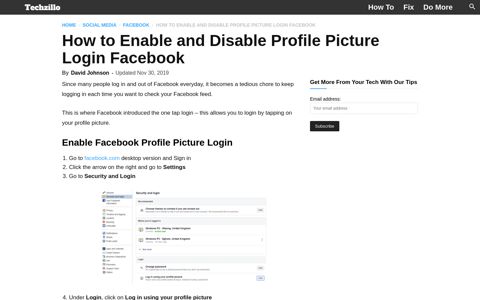 How to Enable and Disable Profile Picture Login Facebook ...