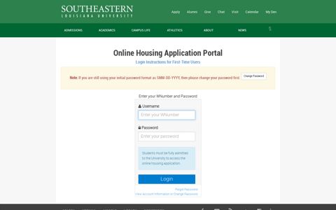 Online Housing Application Portal