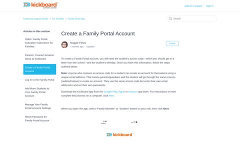 Create a Family Portal Account – Kickboard Support Center