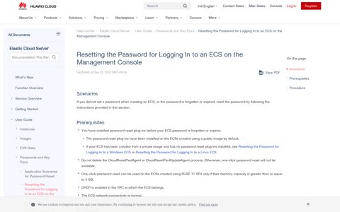 Resetting the Password for Logging In to an ECS on the ...