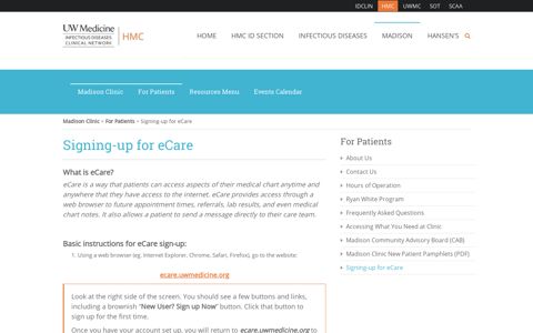 Signing-up for eCare – HMC