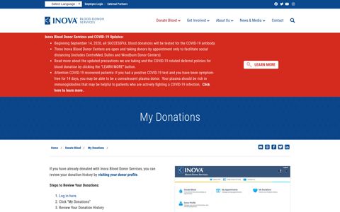 My Donations - Inova Blood Donor Services
