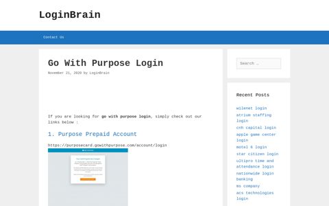 go with purpose login - LoginBrain