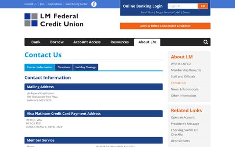 Contact Us - LM Federal Credit Union