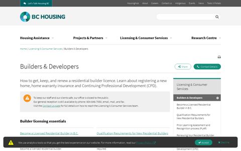 Builders & Developers - BC Housing