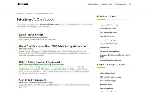 Infusionsoft Client Login ❤️ One Click Access - iLoveLogin
