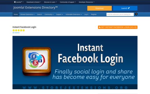 Instant Facebook Login, by J!Extensions Store - Joomla ...