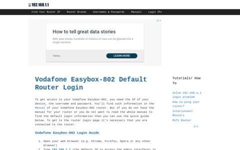Vodafone Easybox-802 - Default login IP, default username ...