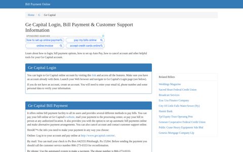 Ge Capital Login, Bill Payment & Customer Support Information