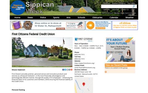 First Citizens Federal Credit Union | Sippican